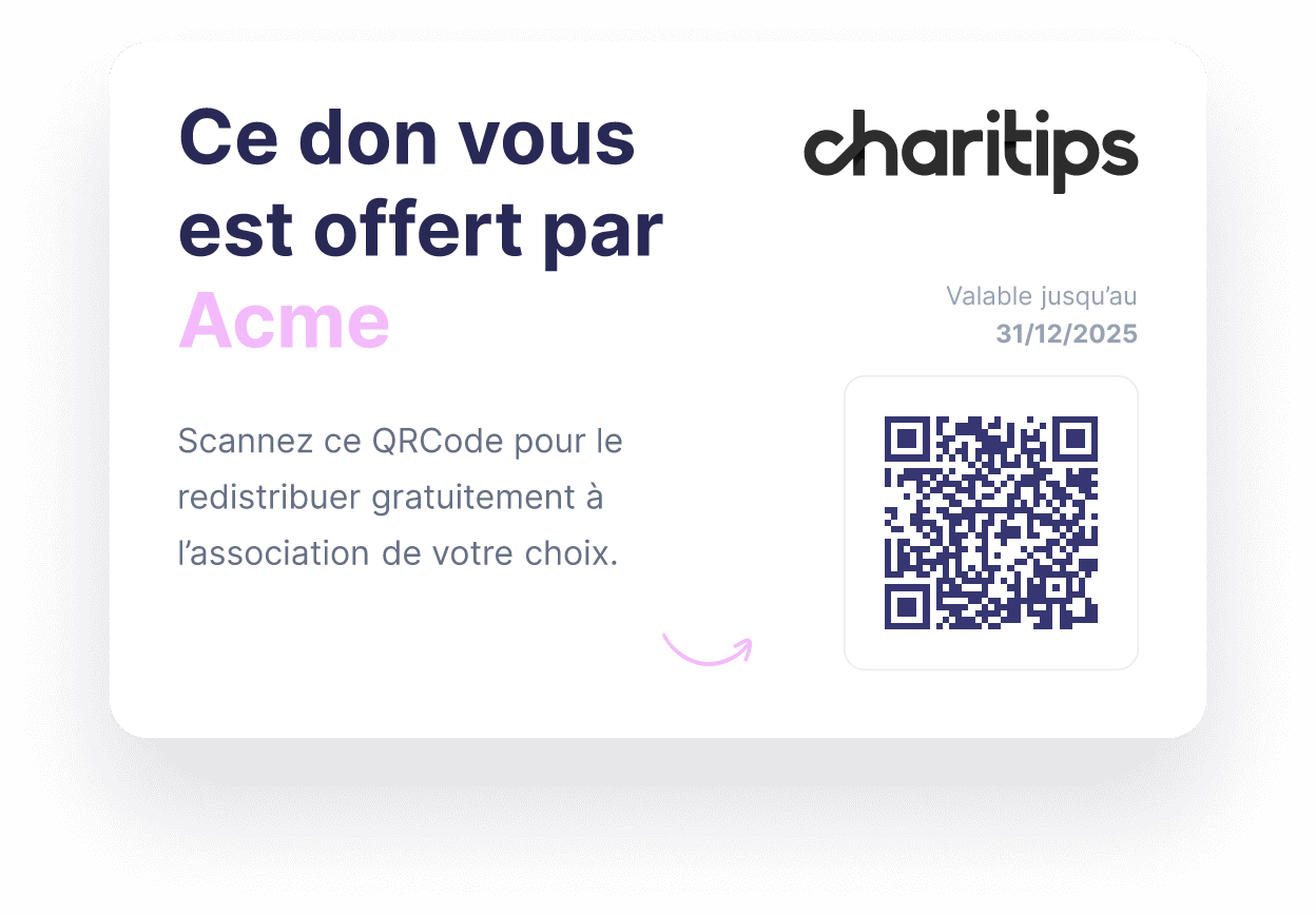 Virtual back of a sample donation card